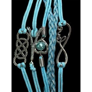 Eiffel Tower Heart Celtic Knots Silver Charms Multi Layer Bracelet Sky B…